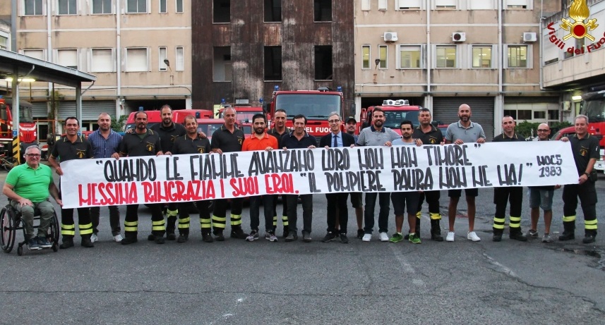 Striscione eroi di Messina, Vigili del fuoco ringraziano i Nocs 1983