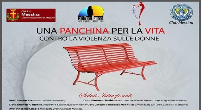 "Una panchina per la vita" prenderà forma domani contro violenza di genere