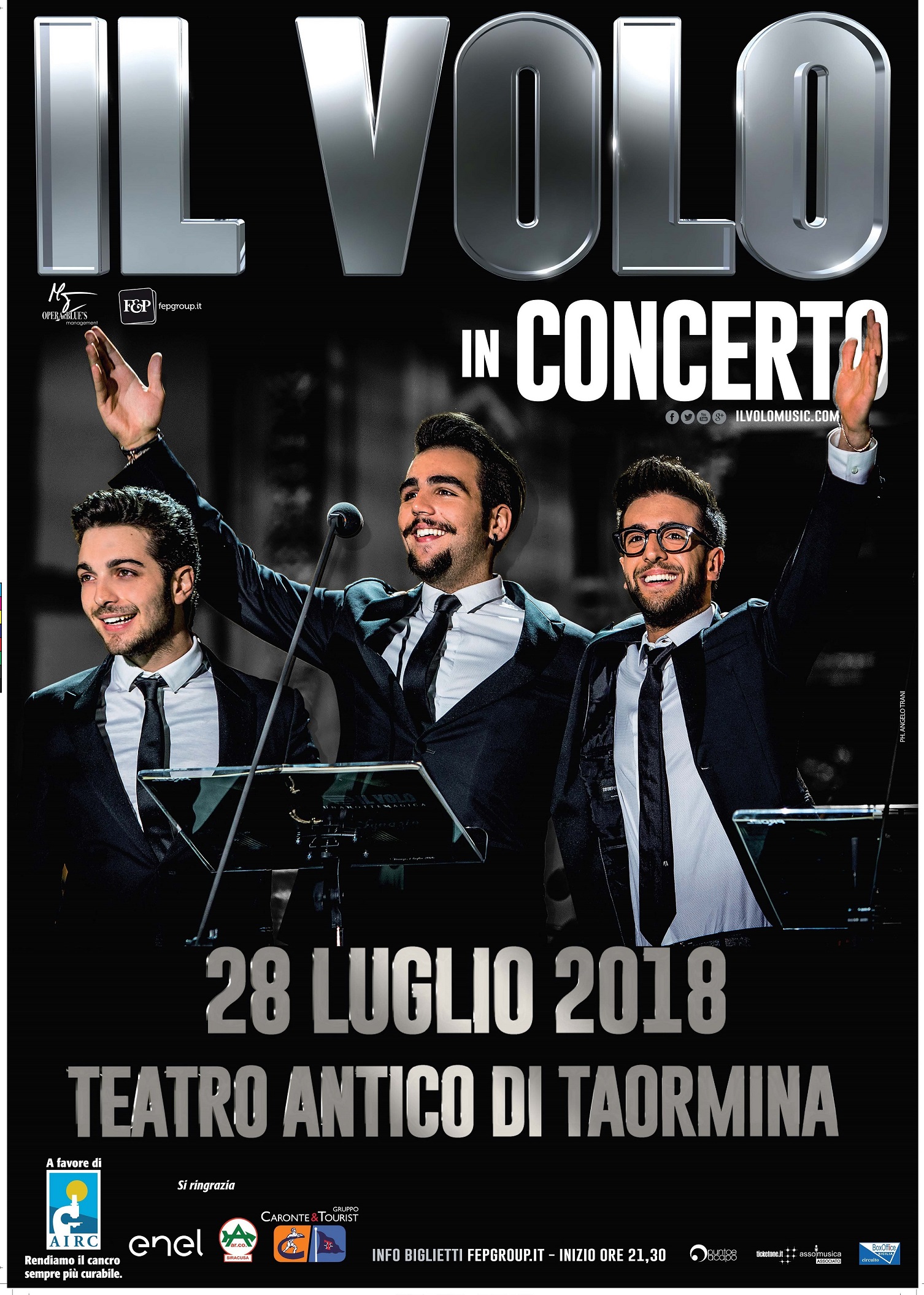 Teatro Antico di Taormina. Il Volo al fianco dell'AIRC contro il tumore pediatrico