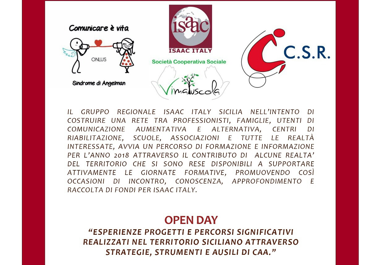 Comunicazione aumentativa ed alternativa, Open day di Isaac Italy – Regione Sicilia