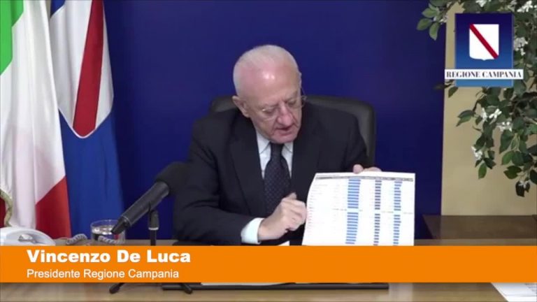 Vaccino, De Luca “Campania ultima per fornitura di dosi in base agli abitanti”