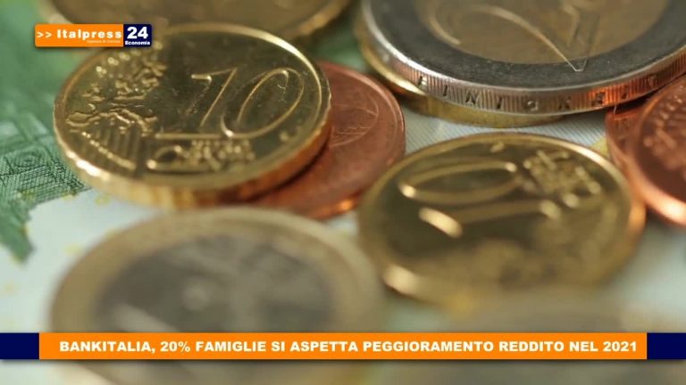 Bankitalia, 20% famiglie si aspetta peggioramento reddito nel 2021