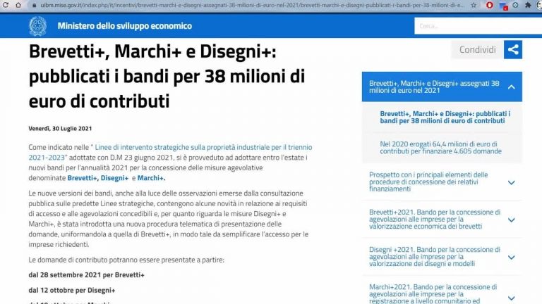 Brevetti e marchi, dal Mise bandi per 38 milioni