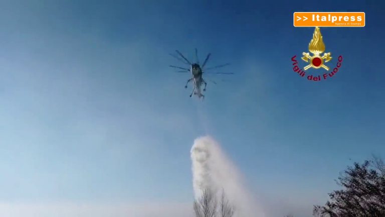 Brescia, Monte Maddalena. Vigili del fuoco spengono incendio boschivo