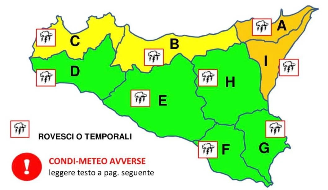 Allerta arancione tra Messina e Catania