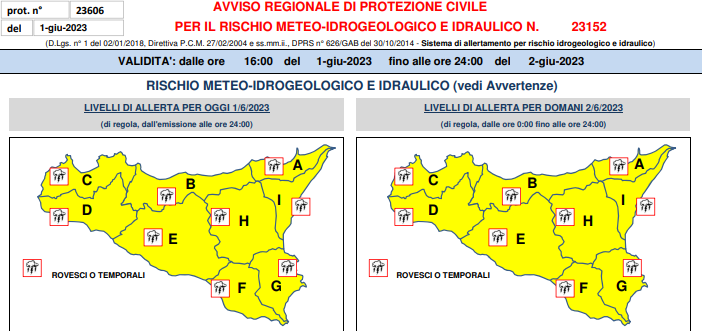 Maltempo, allerta gialla in Sicilia