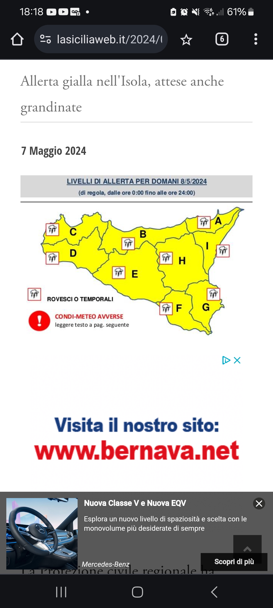 Pioggia, allerta gialla in Sicilia